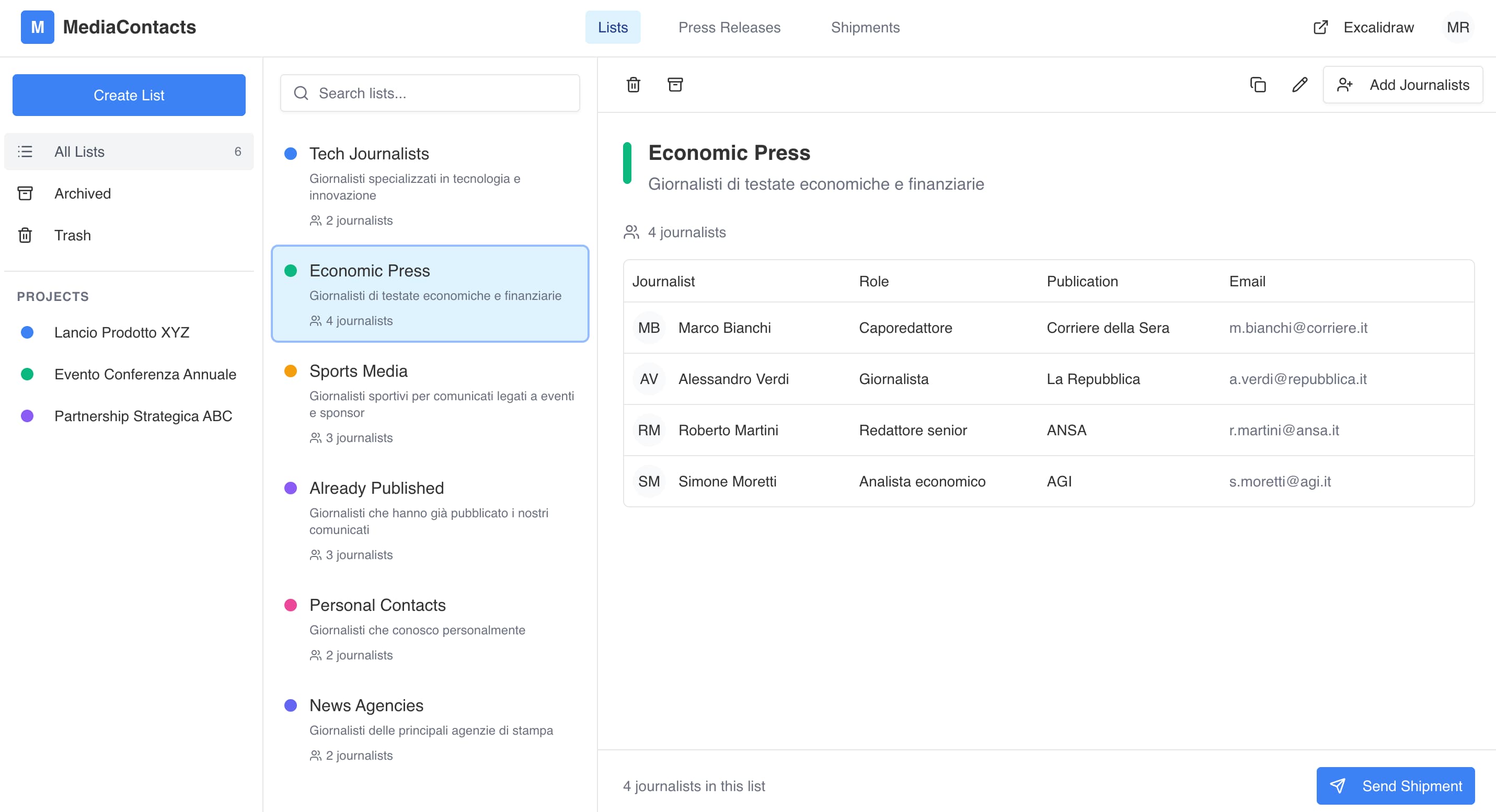 Progetto studente: MediaContacts