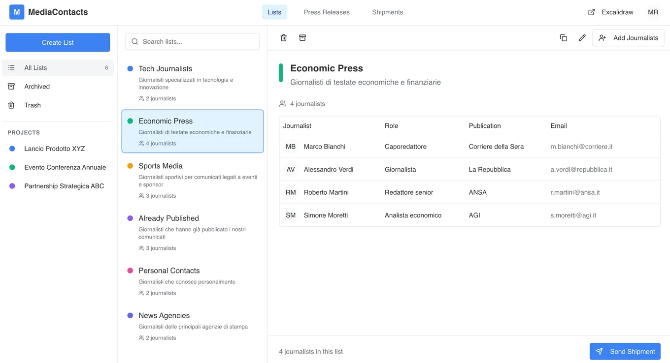 Progetto studente: MediaContacts