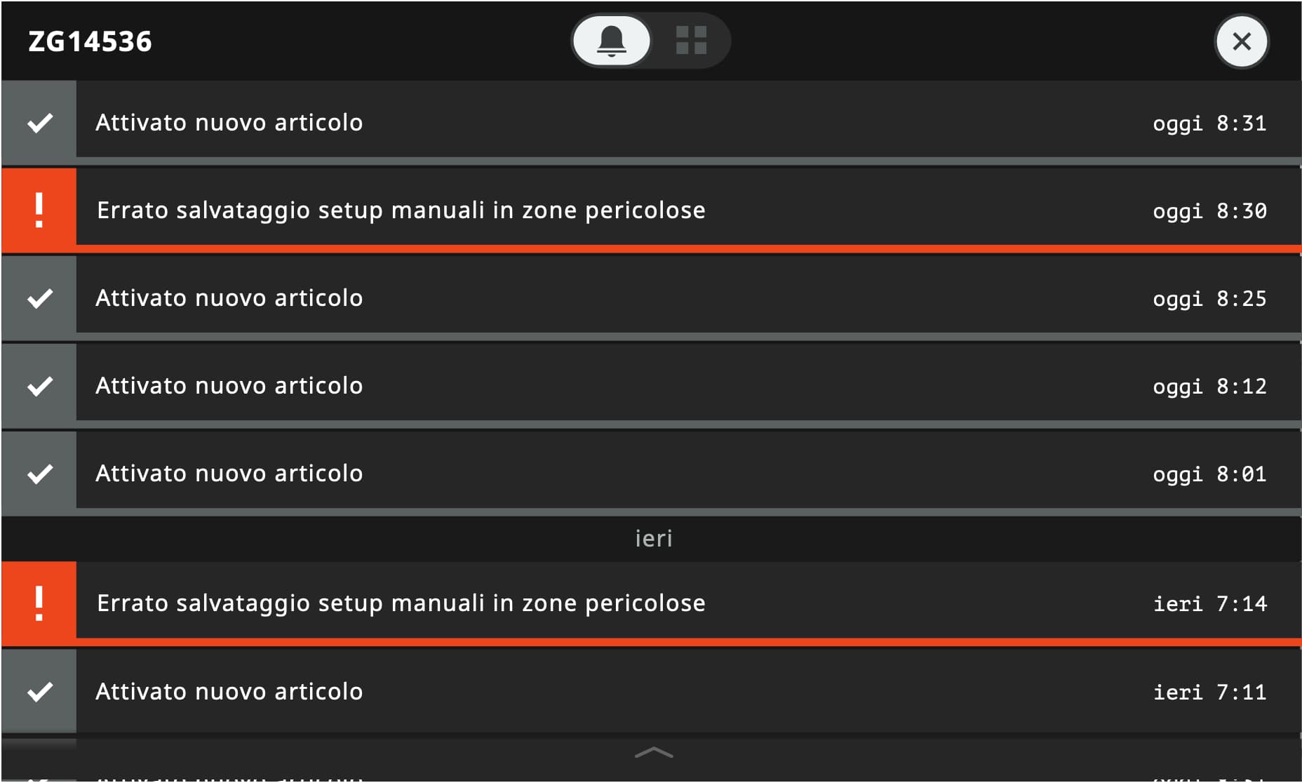 Next2: alarm and event list grouped by day