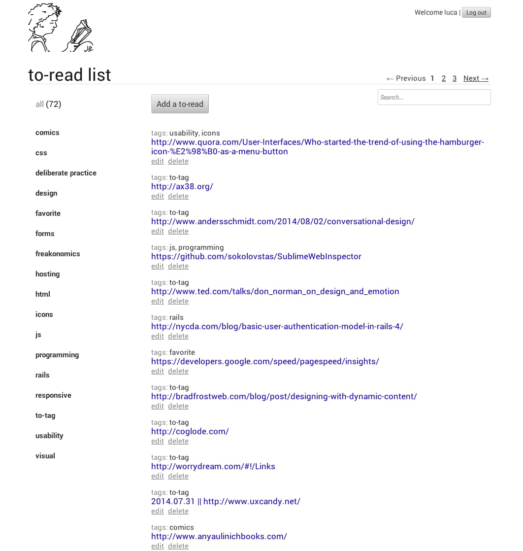 The list: 72 saved addresses, tags down the left, including a 