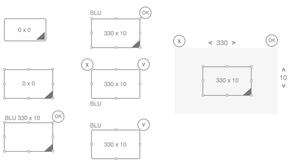 Sketches for entering lay dimensions by finger instead of a virtual keyboard