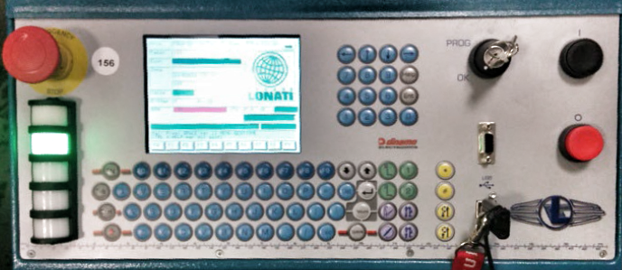Before: the previous control panel, a small screen and sixty physical keys